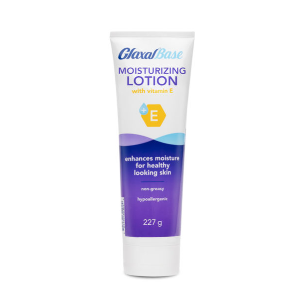 glaxal base moisturizing lotion with vitamin e blue bottle 227g