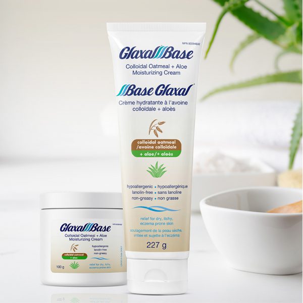 Glaxal Base colloidal oatmeal aloe moisturizing cream bottle with plant 227g
